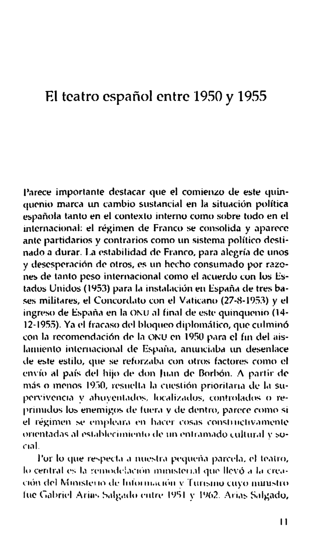 El Teatro Español Entre 1951 Y 1955