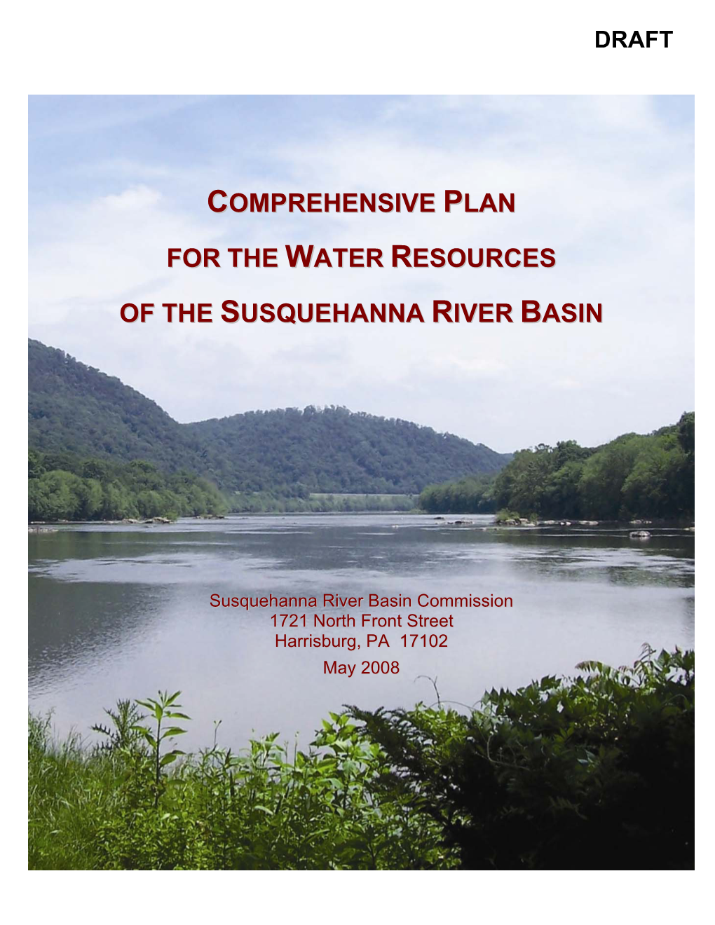 Comprehensive Plan for the Water Resources of the Susquehanna River Basin, Draft