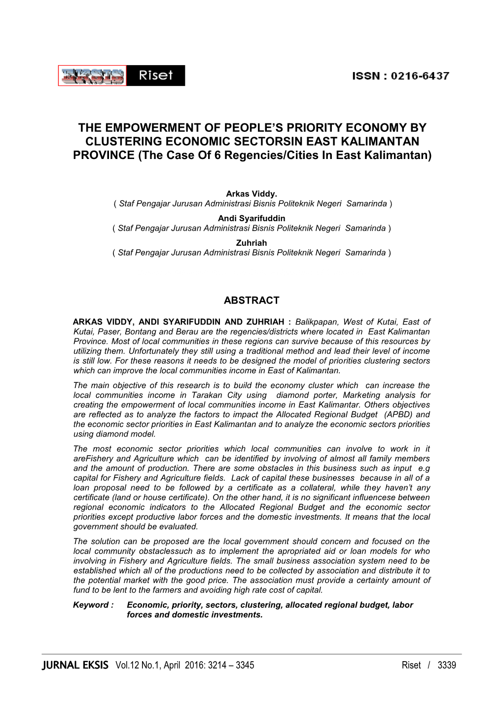 The Empowerment of People's Priority Economy By