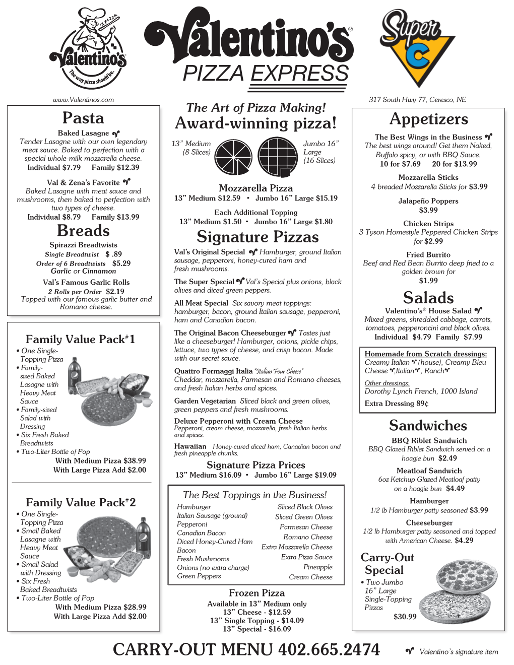 Salads Signature Pizzas Award-Winning Pizza!