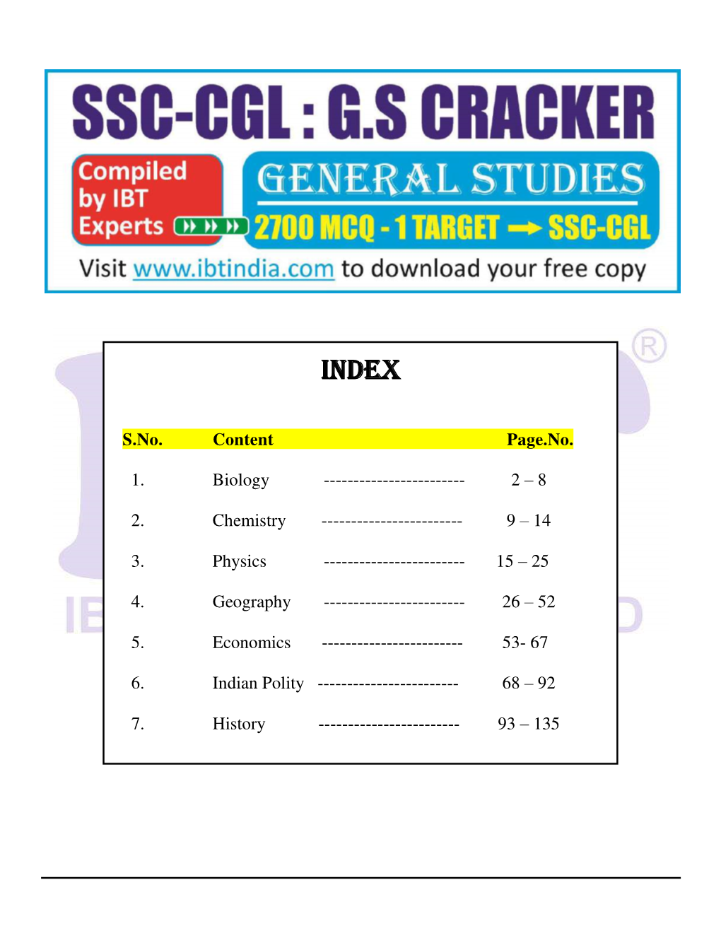 S.No. Content Page.No. 1. Biology