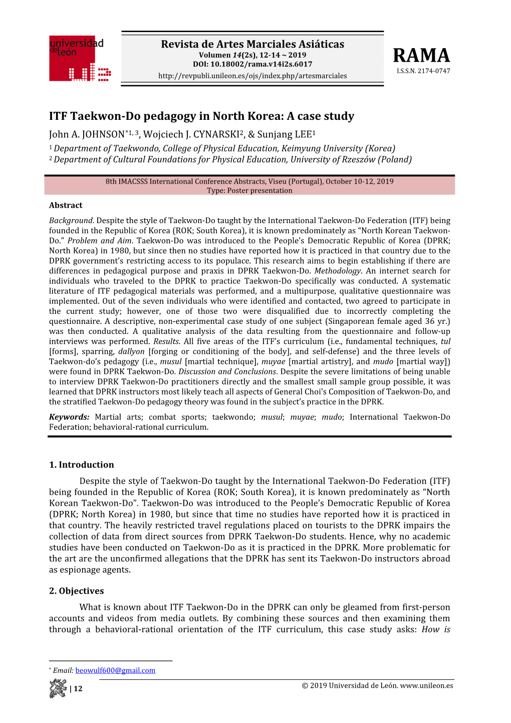 ITF Taekwon-Do Pedagogy in North Korea: a Case Study John A
