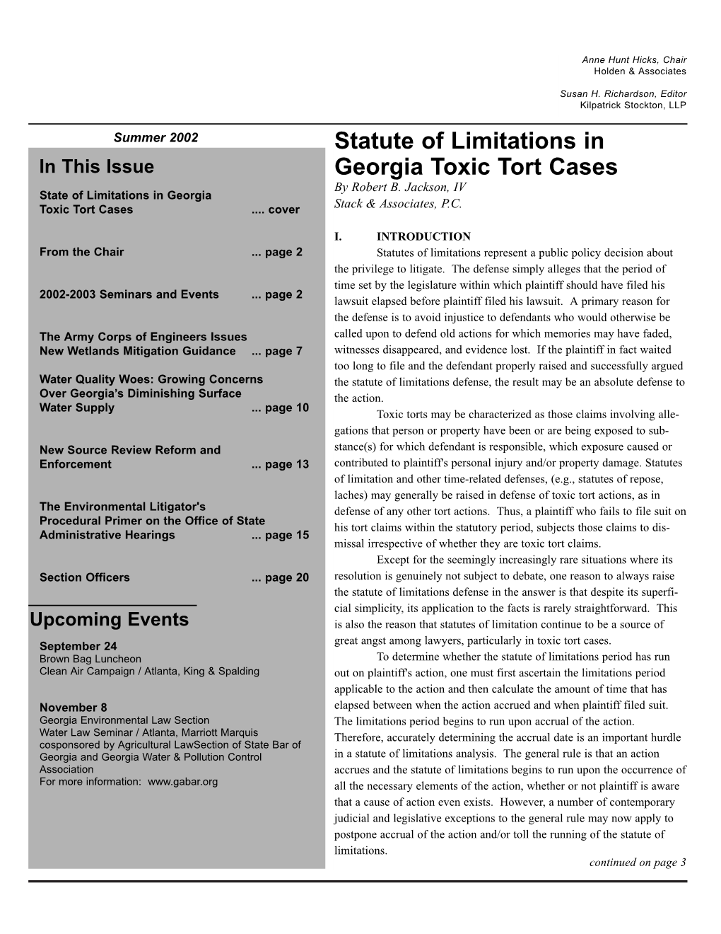 Statute of Limitations in Georgia Toxic Tort Cases Statute of Limitations