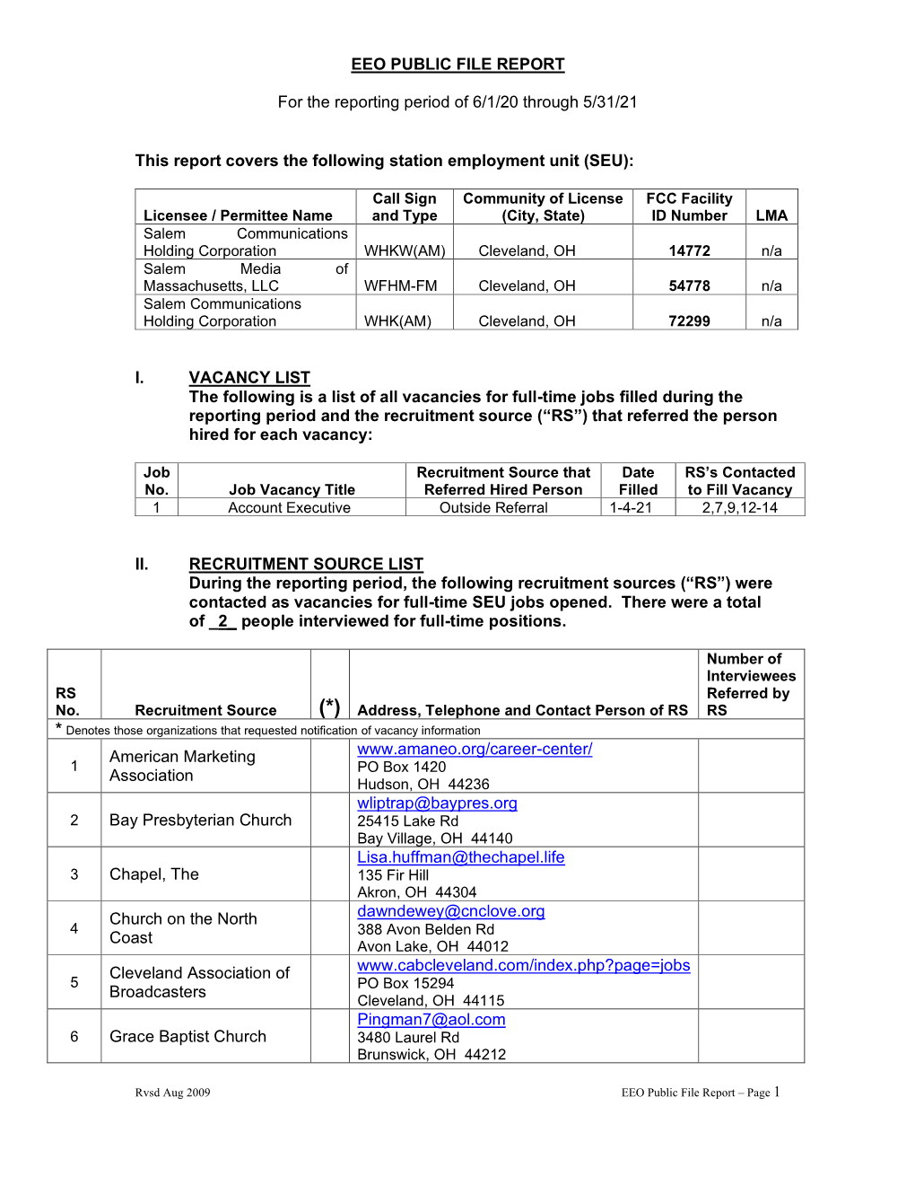 Eeo Public File Report