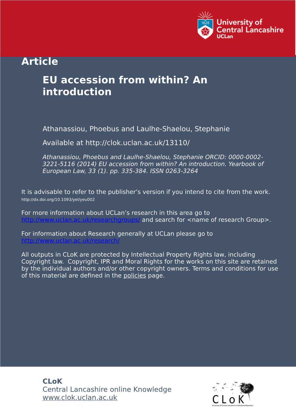 EU Accession from Within? an Introduction