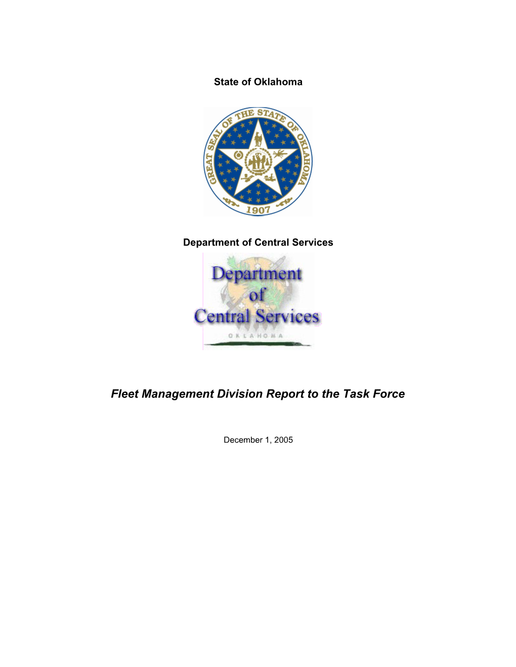 Fleet Management Division Report to the Task Force