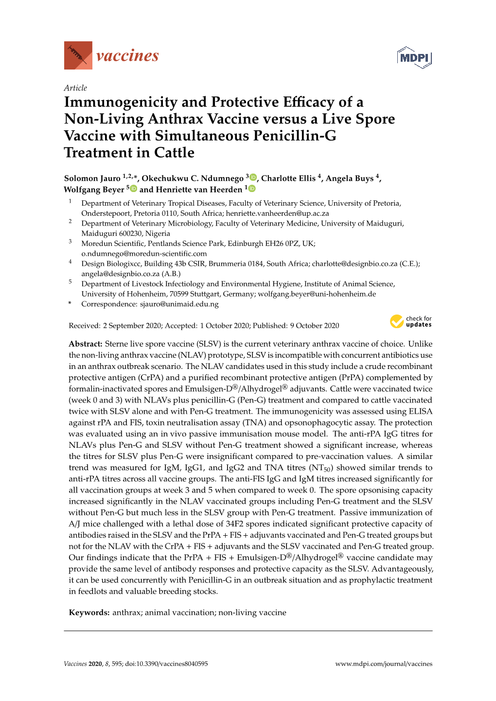 Immunogenicity and Protective Efficacy of a Non-Living