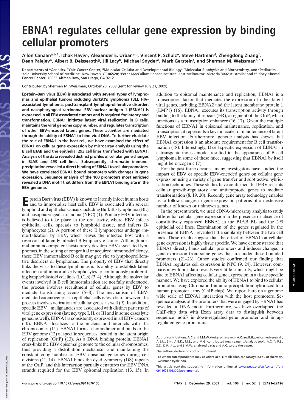 EBNA1 Regulates Cellular Gene Expression by Binding Cellular Promoters