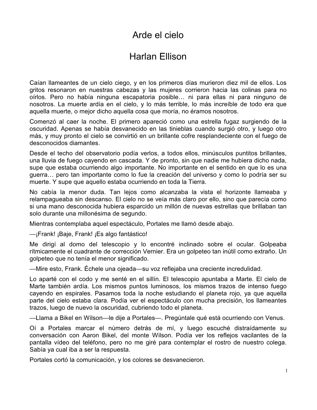 Arde El Cielo Harlan Ellison