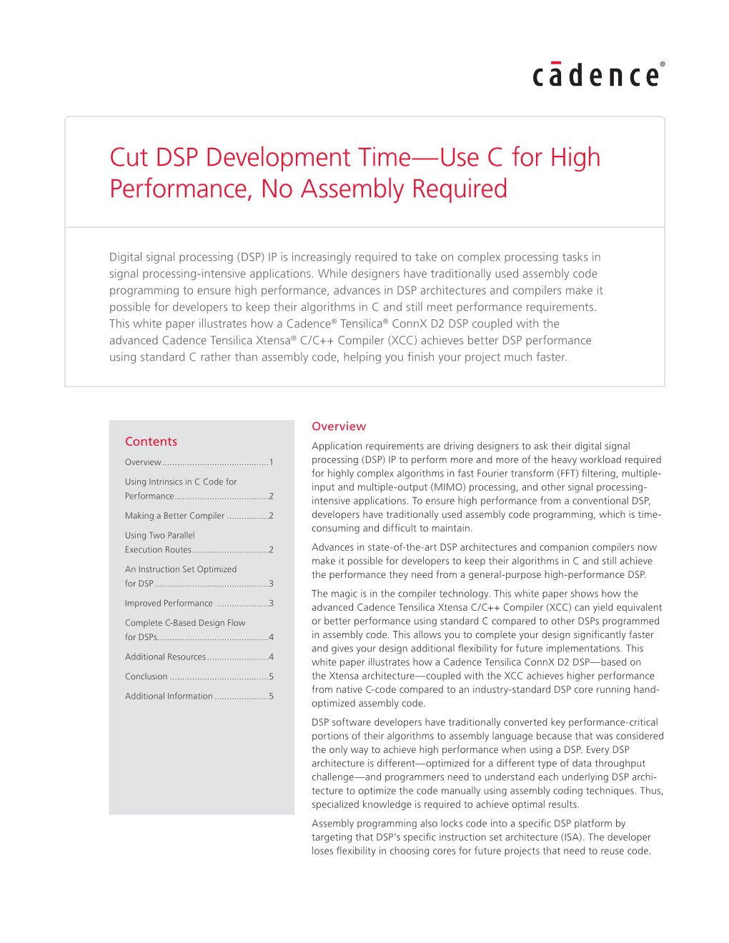 Cut DSP Development Time--Use C for High Performance, No Assembly