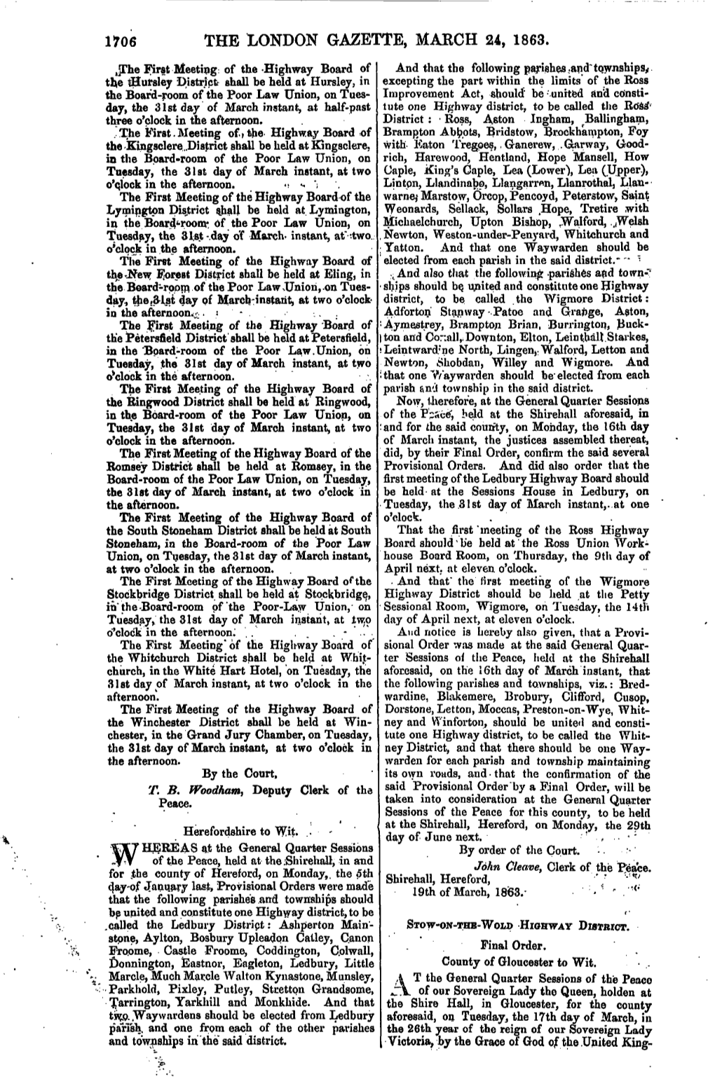 The London Gazette, March 24, 1863