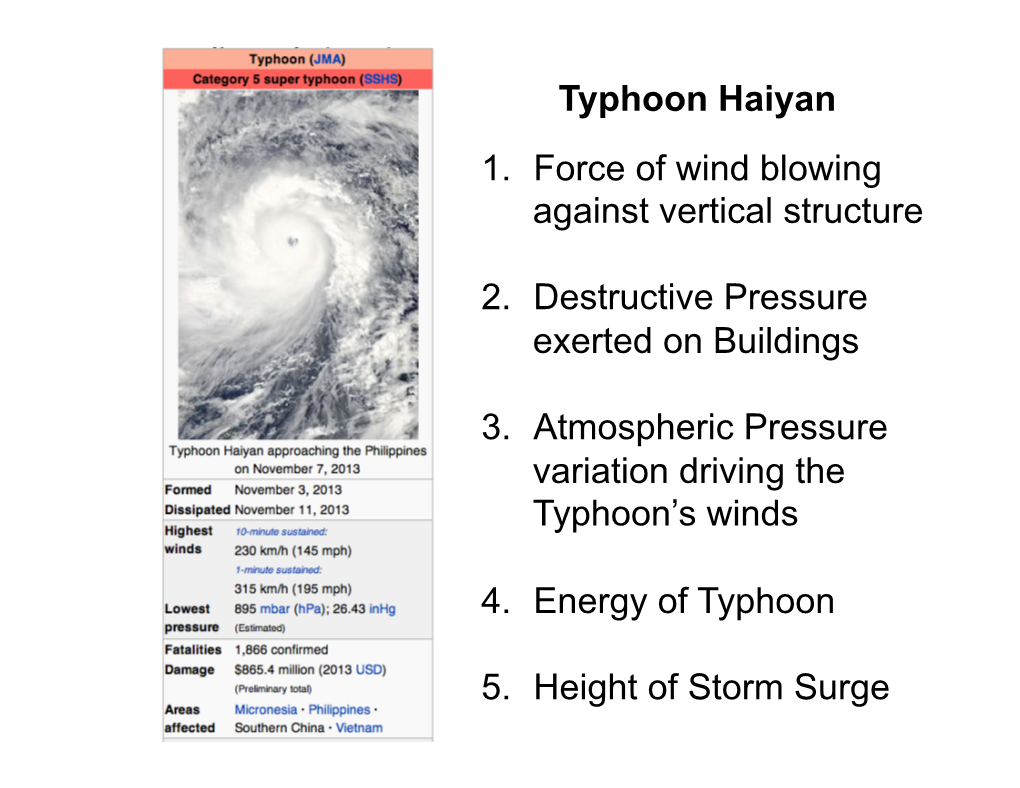 1. Force of Wind Blowing Against Vertical Structure 2. Destructive