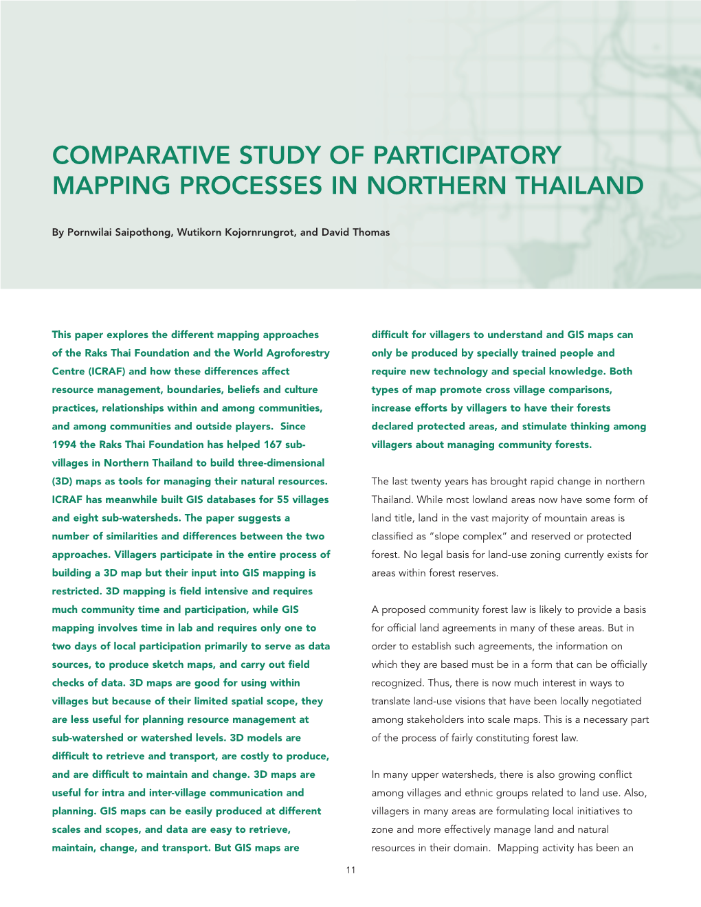 Comparative Study of Participatory Mapping Processes in Northern Thailand