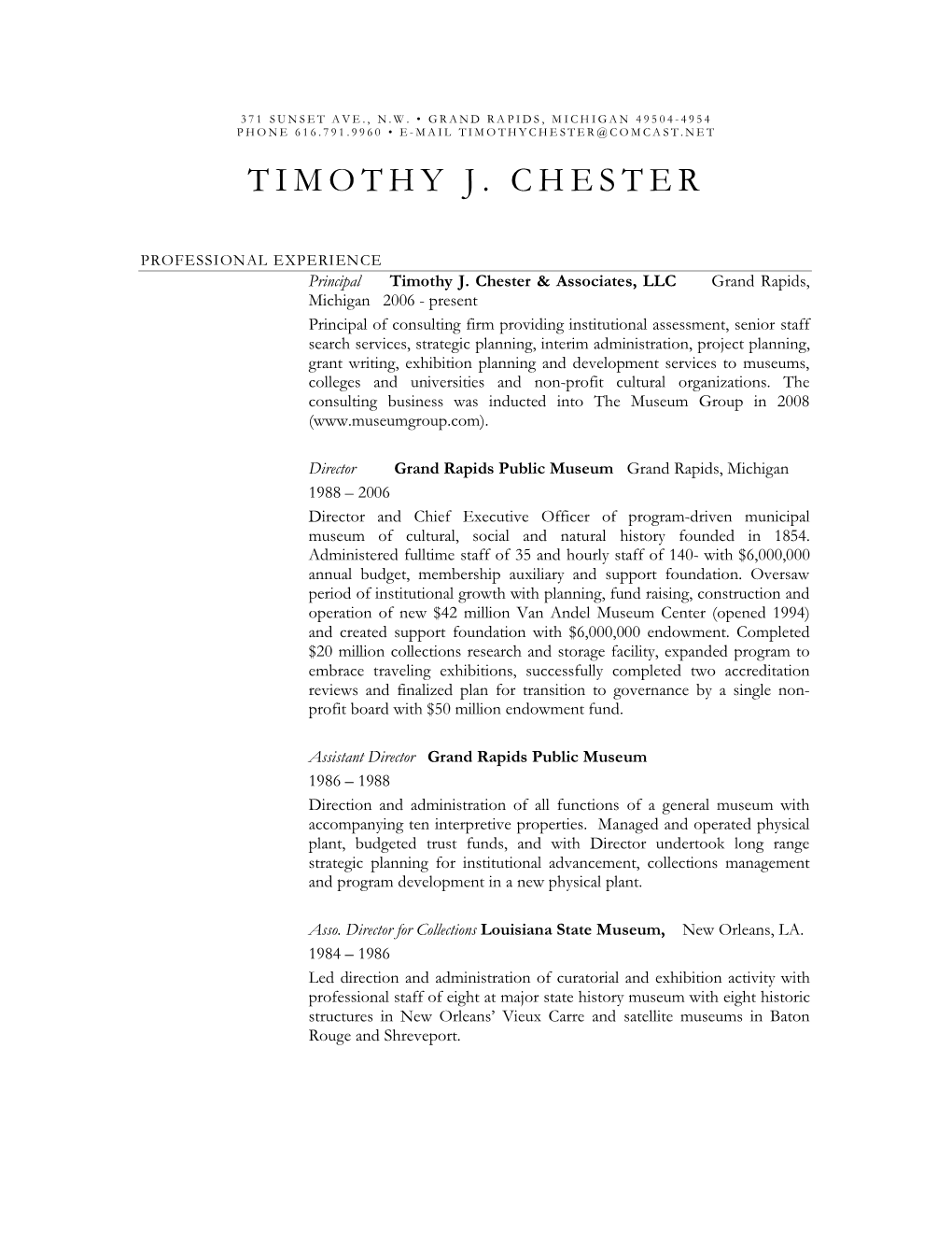 Download Timothy J. Chester's Resume