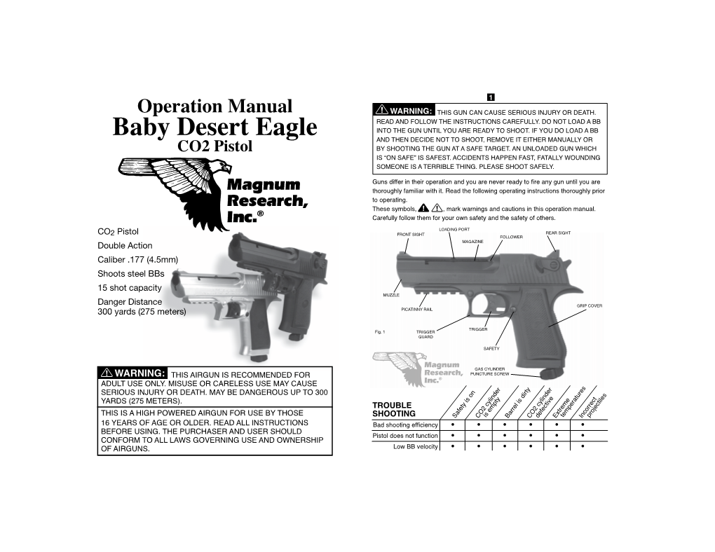 Baby Desert Eagle and Then Decide Not to Shoot, Remove It Either Manually Or CO2 Pistol by Shooting the Gun at a Safe Target