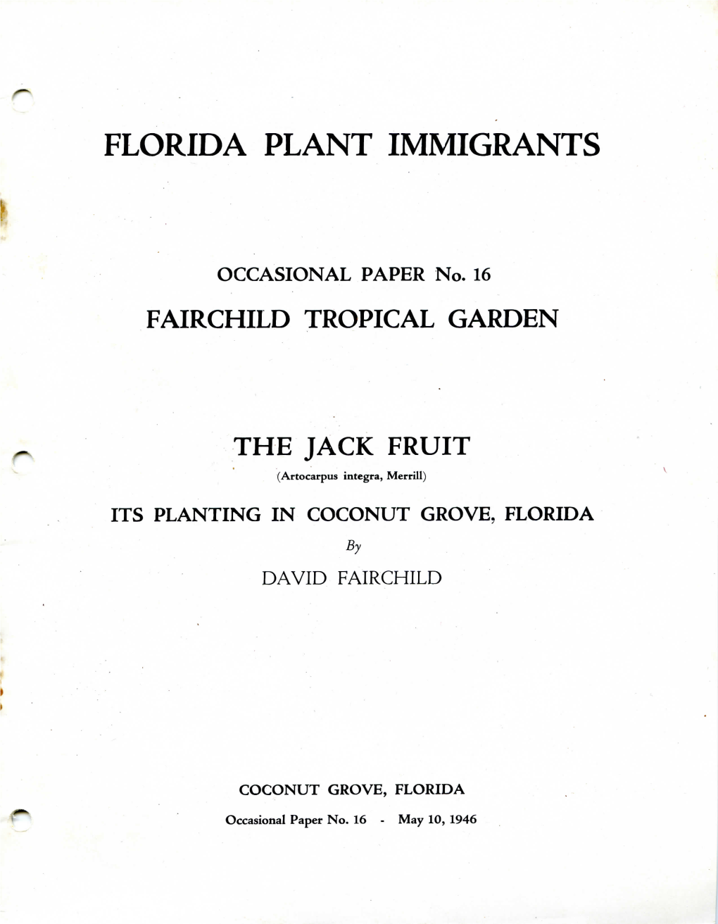 Florida Plant Immigrants