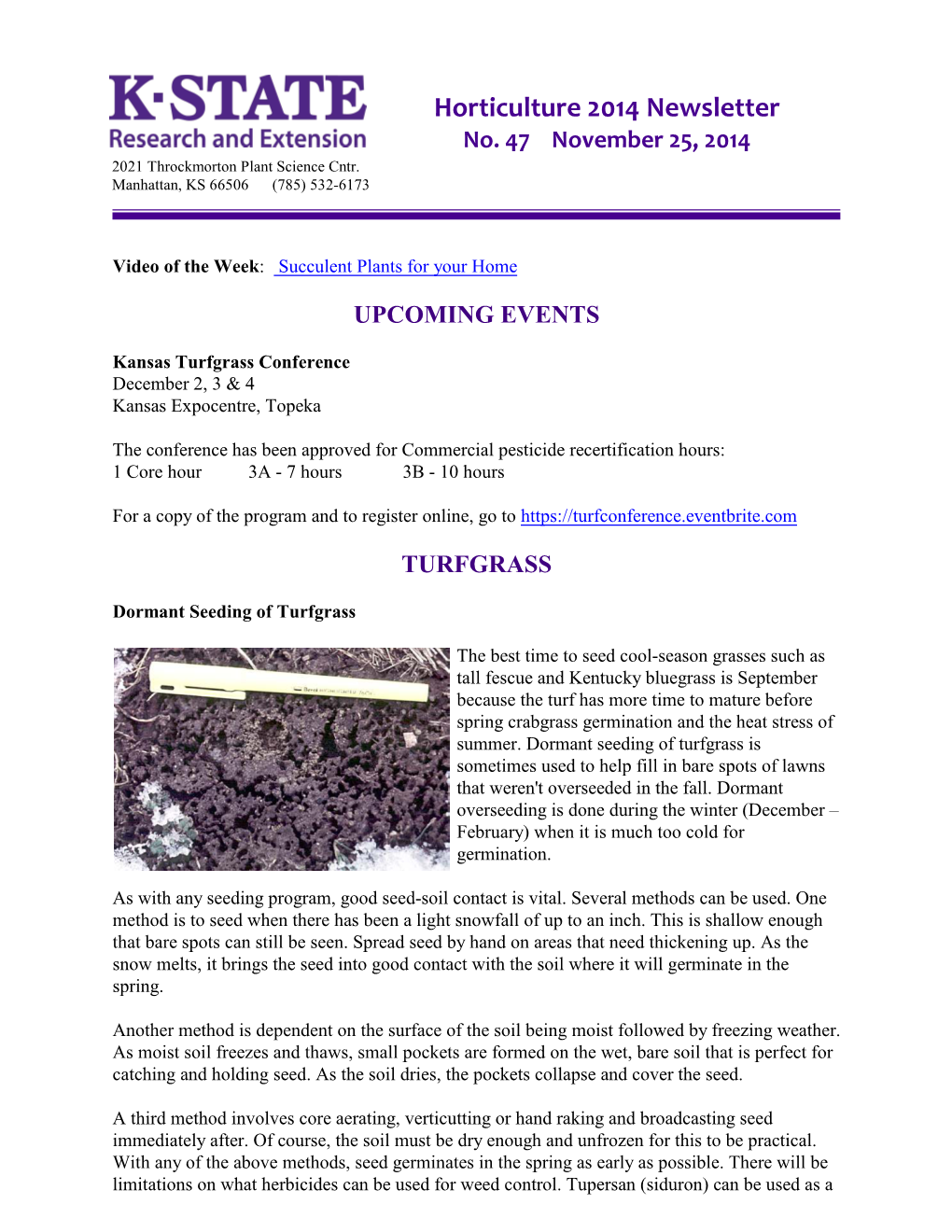 Horticulture 2014 Newsletter No