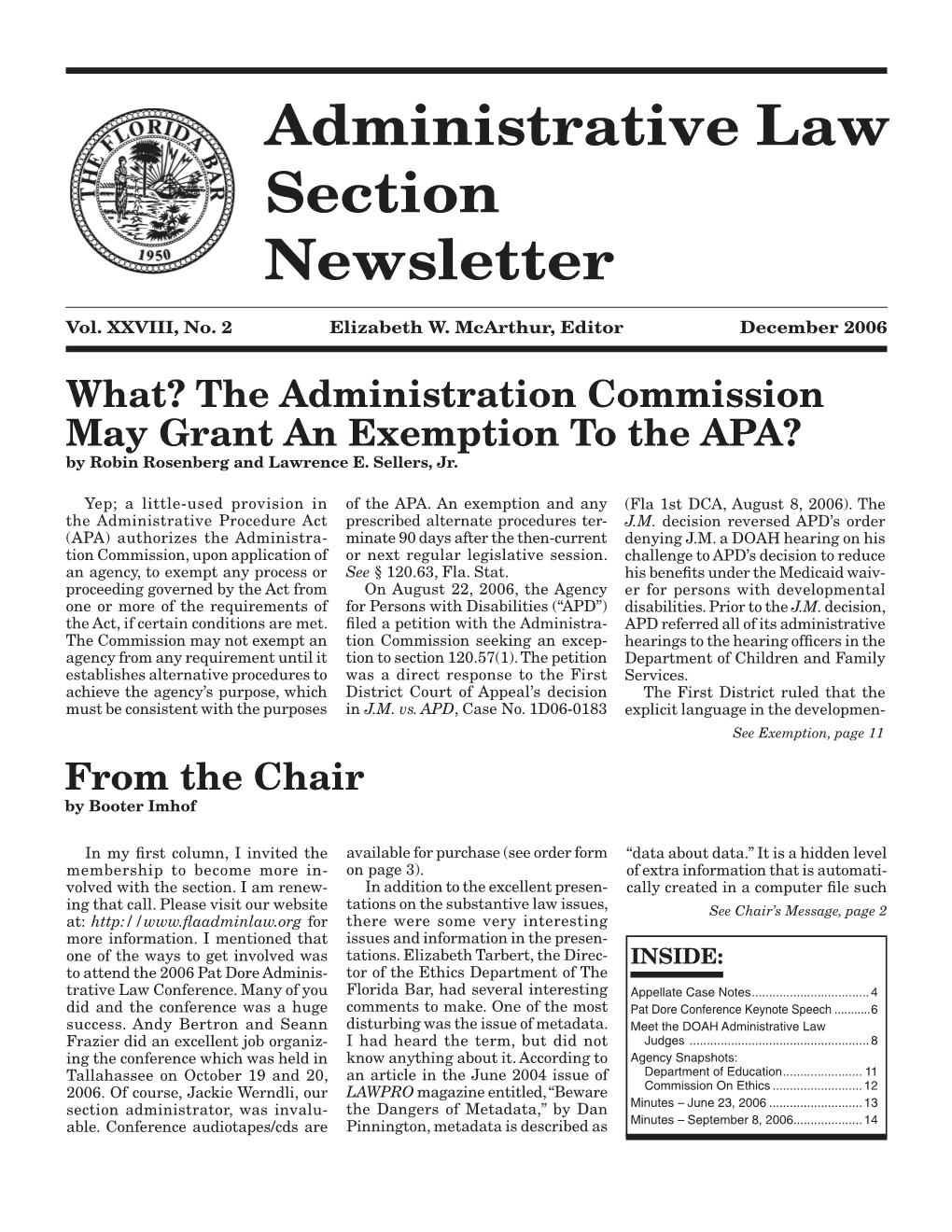 Administrative Law Section Newsletter