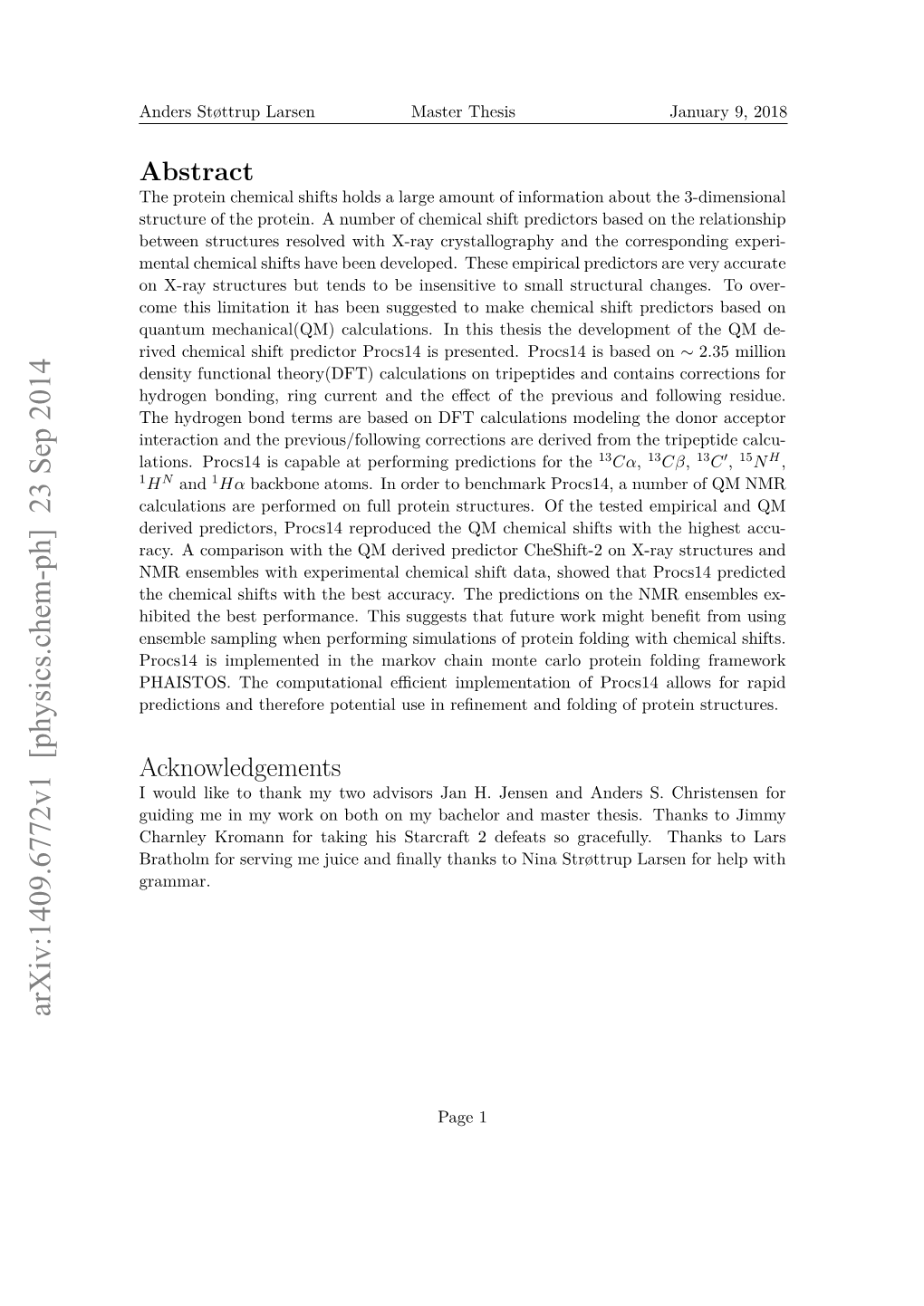 Protein Chemical Shift Prediction Methods