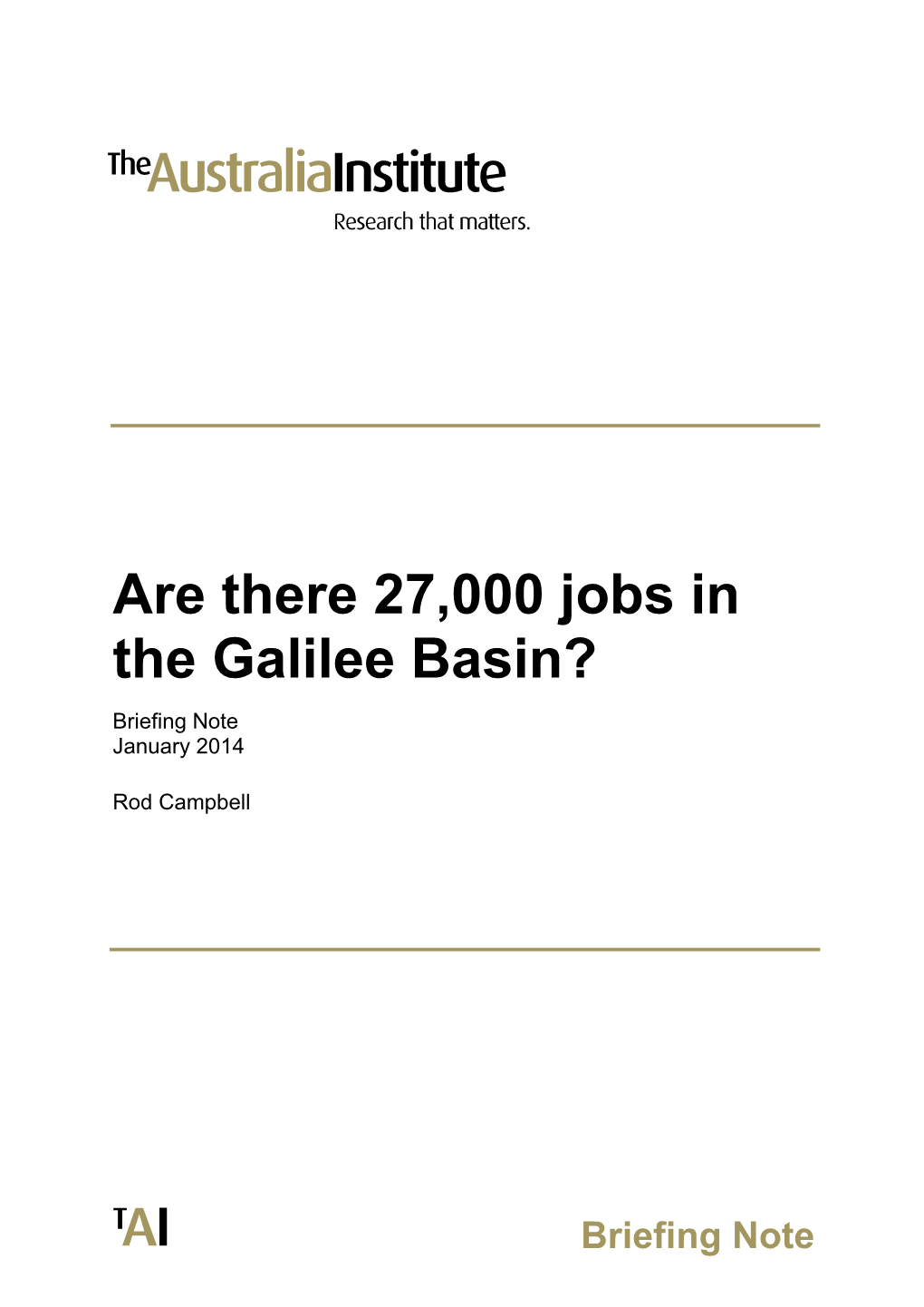 Are There 27,000 Jobs in the Galilee Basin?