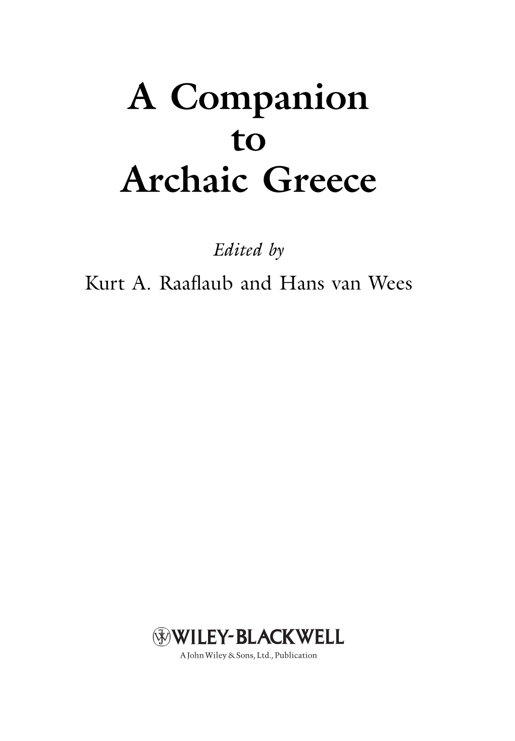 A Companion to Archaic Greece