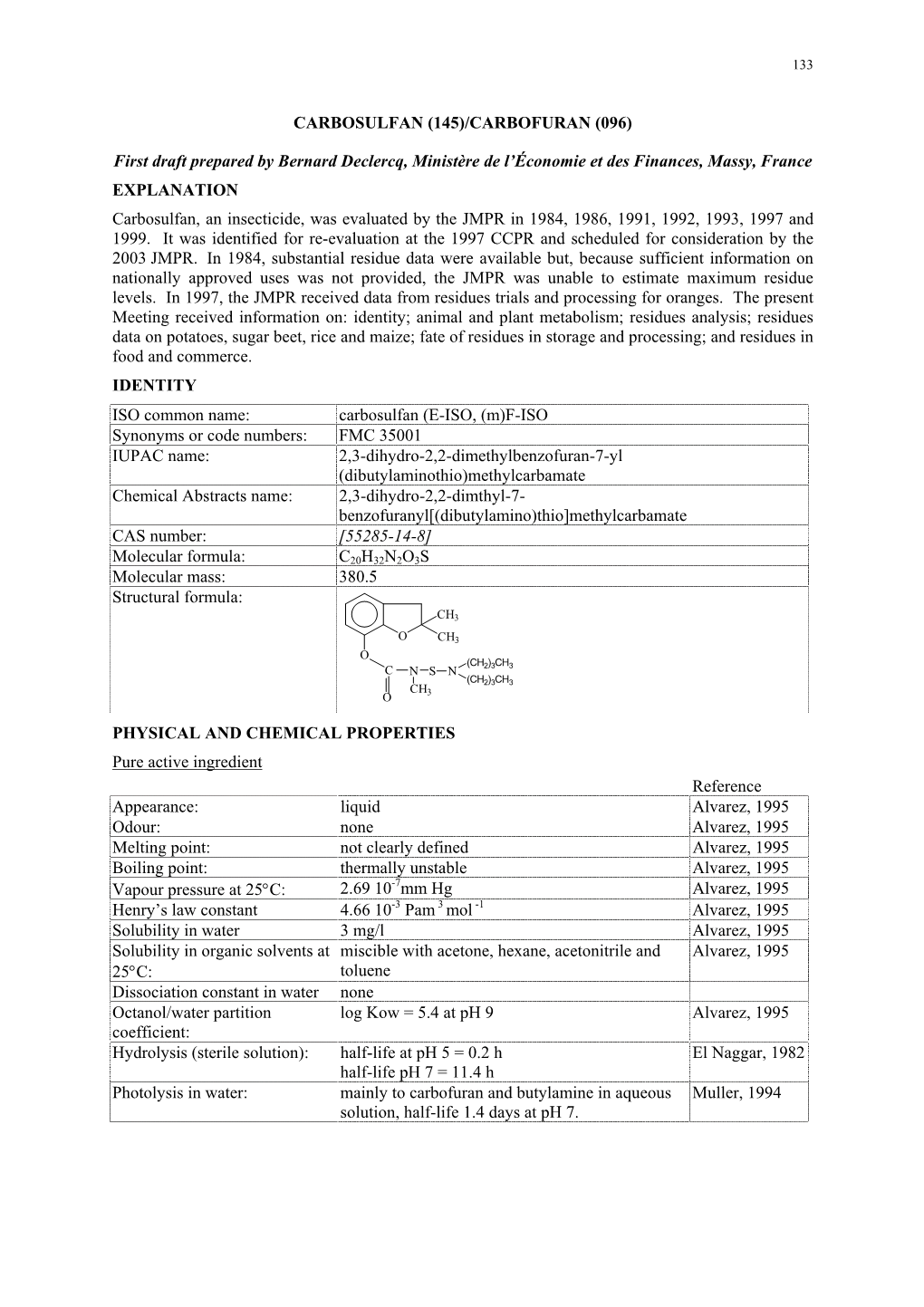 Carbosulfan (145)/Carbofuran (096)