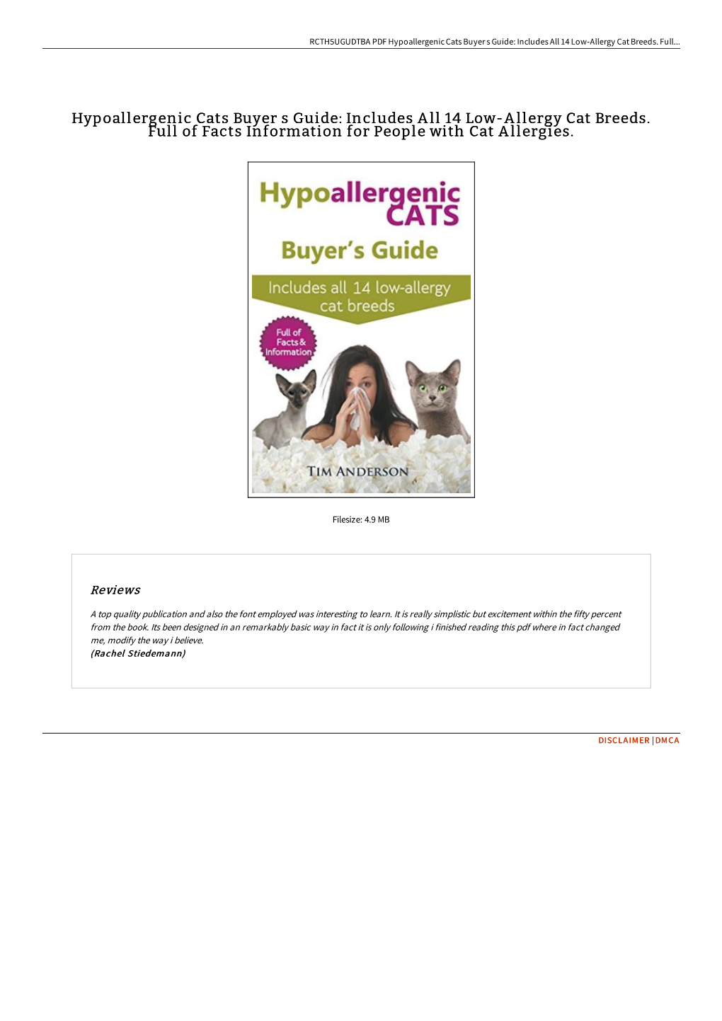 Read Ebook » Hypoallergenic Cats Buyer S Guide: Includes All 14 Low