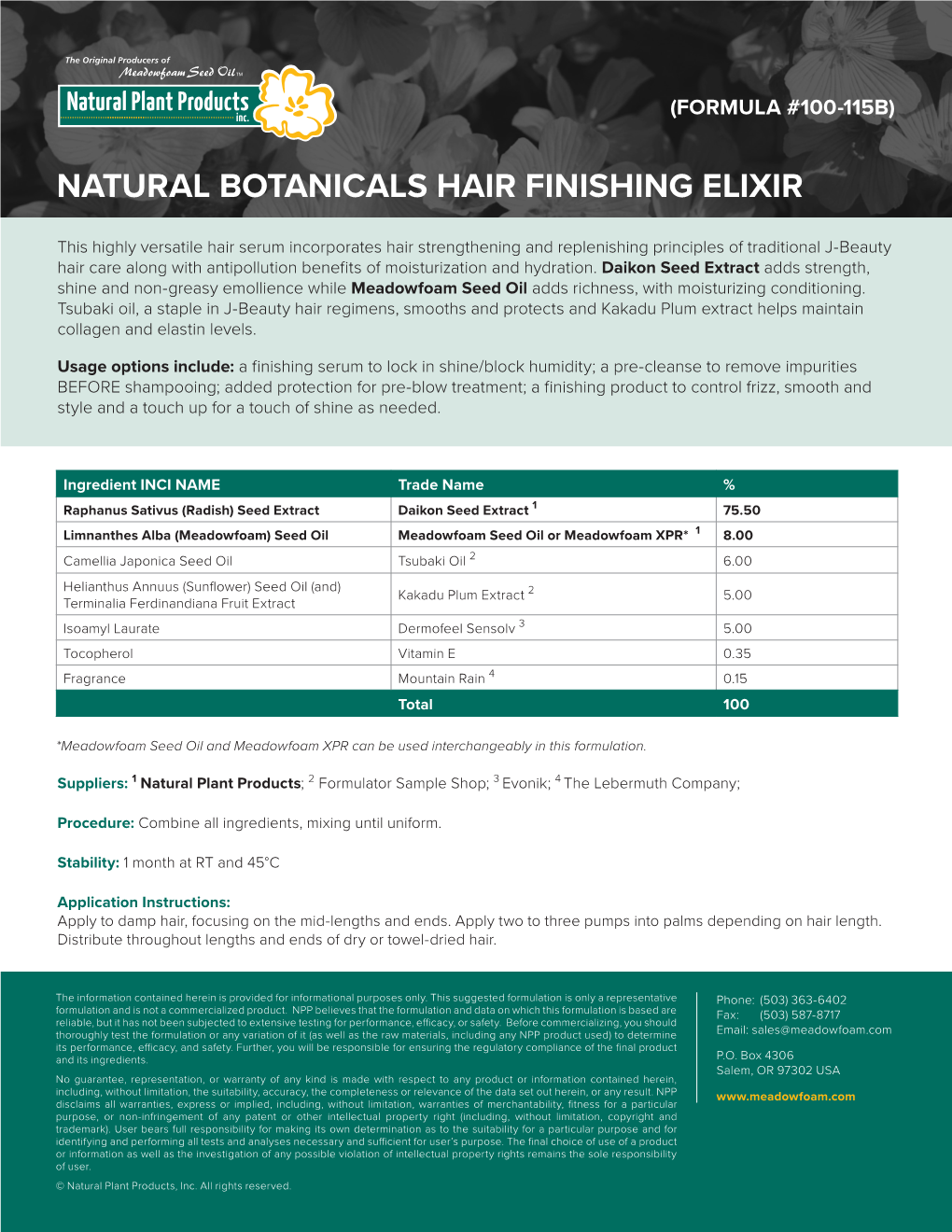 Natural Botanicals Hair Finishing Elixir