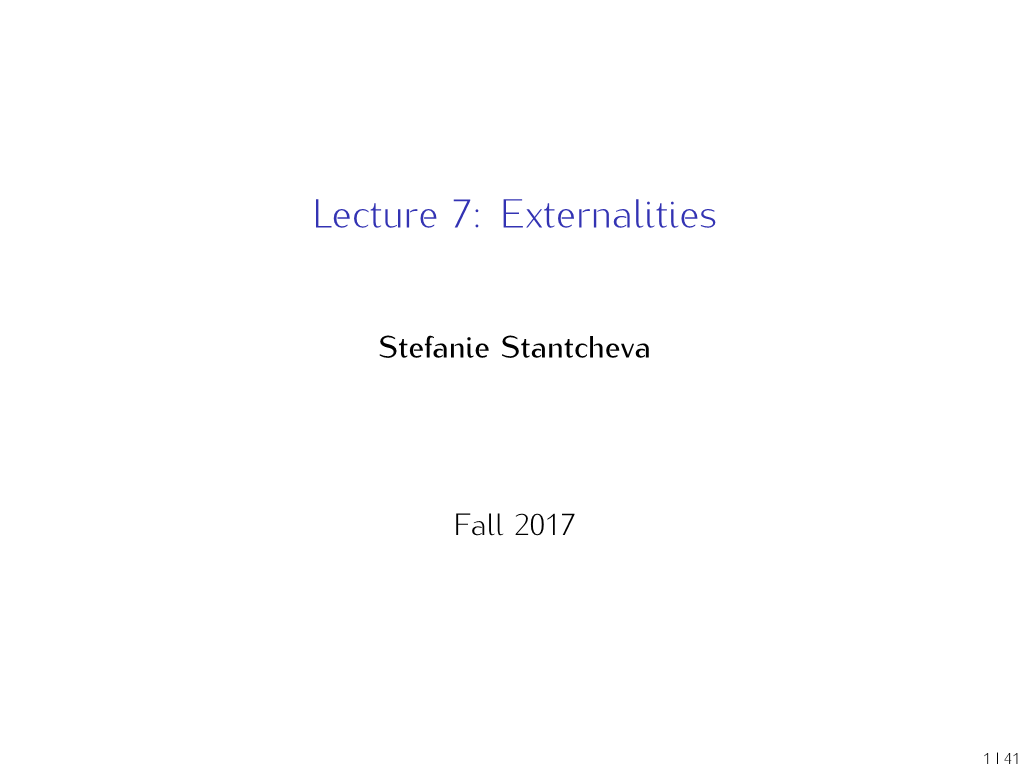 Lecture 7: Externalities