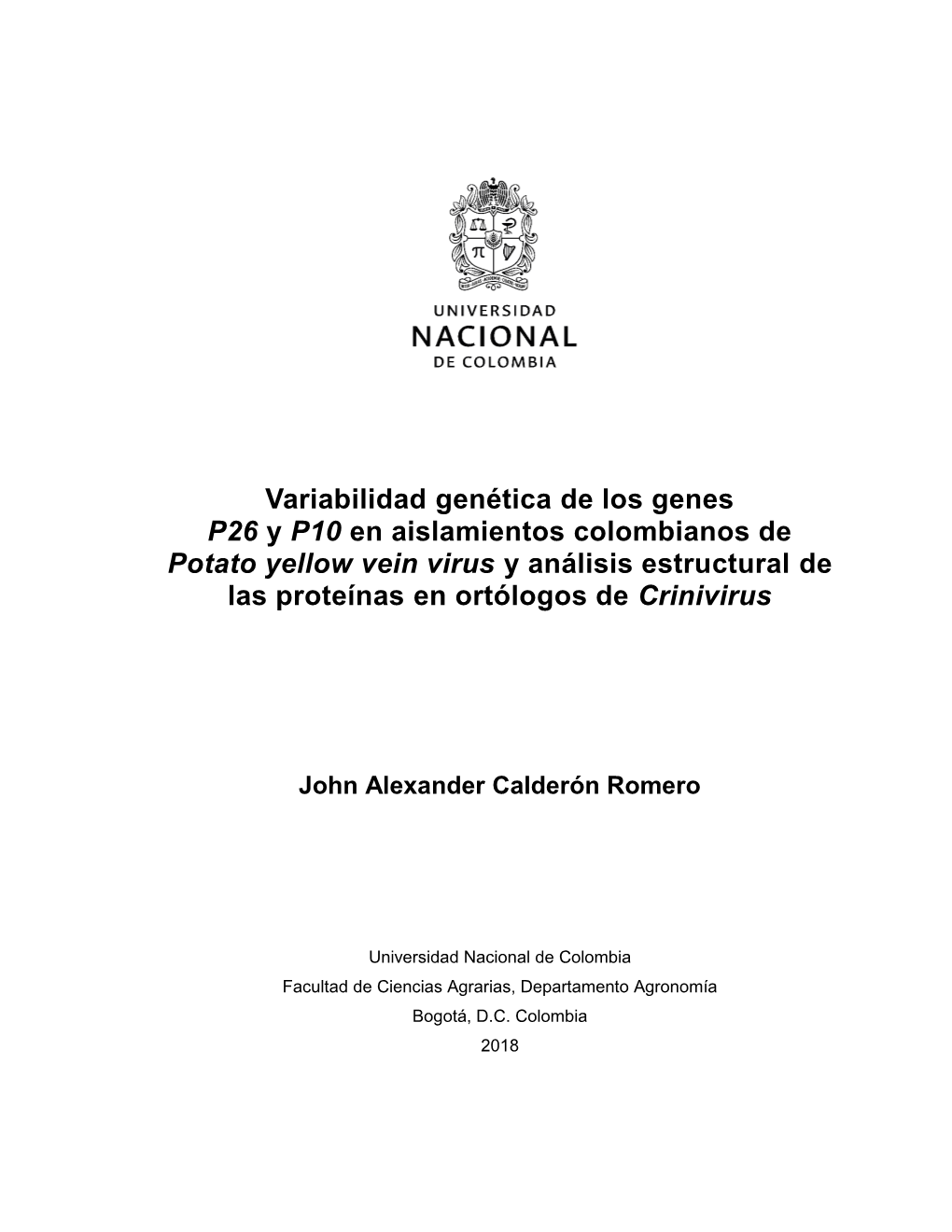 Variabilidad Genética De Los Genes P26 Y P10 En Aislamientos