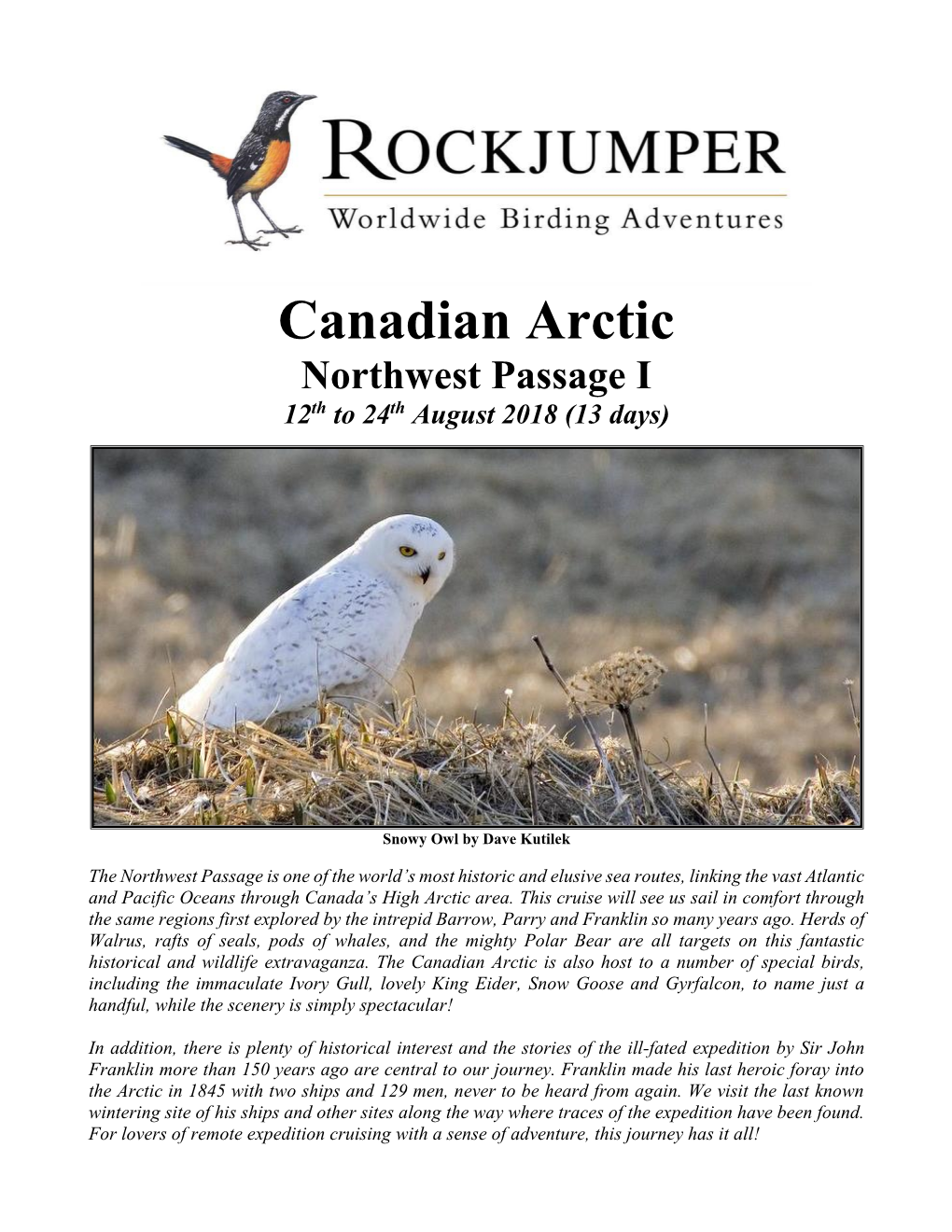 Canadian Arctic Northwest Passage I 12Th to 24Th August 2018 (13 Days)