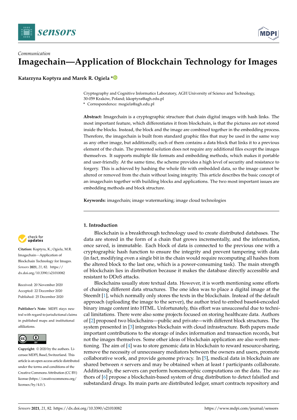 Imagechain—Application of Blockchain Technology for Images