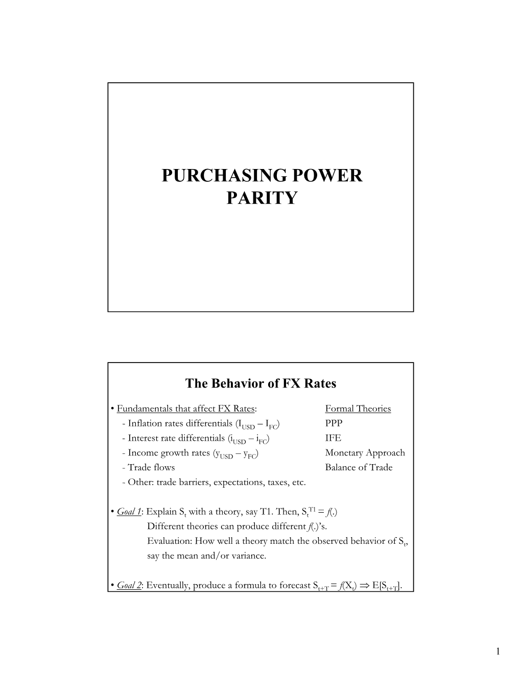 Purchasing Power Parity