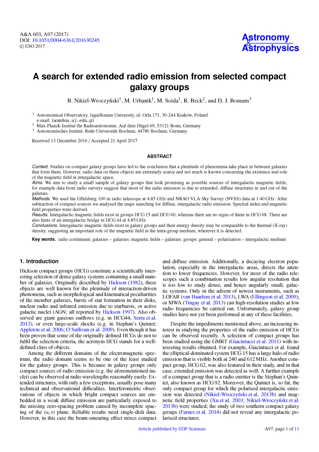 A Search for Extended Radio Emission from Selected Compact Galaxy Groups