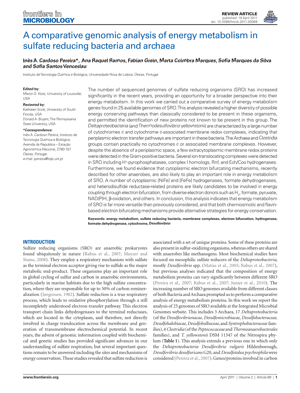 A Comparative Genomic Analysis of Energy Metabolism in Sulfate Reducing Bacteria and Archaea