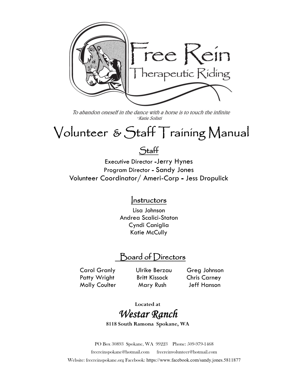 Volunteer & Staff Training Manual