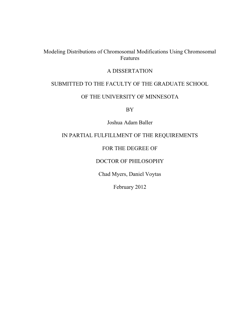 Modeling Distributions of Chromosomal Modifications Using Chromosomal Features