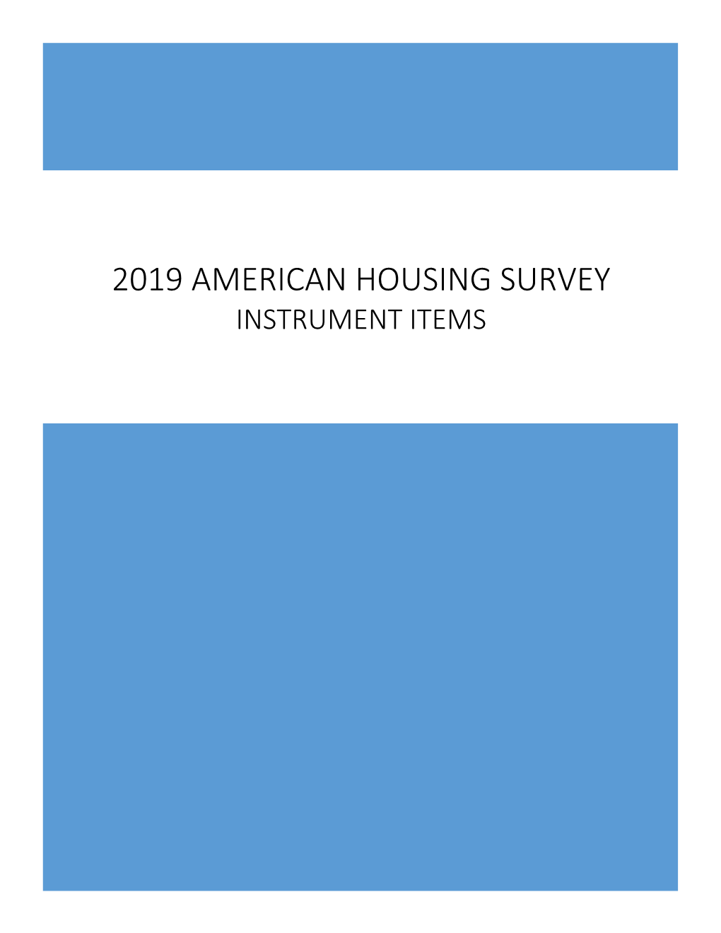 2019 American Housing Survey Instrument Items