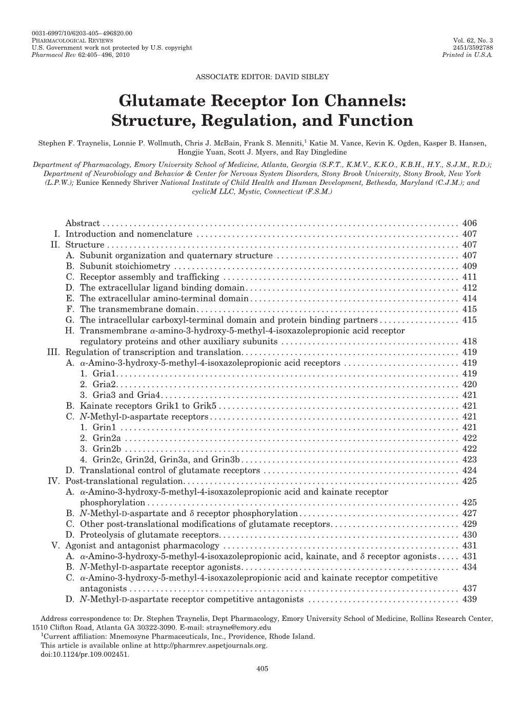 Glutamate Receptor Ion Channels: Structure, Regulation, and Function