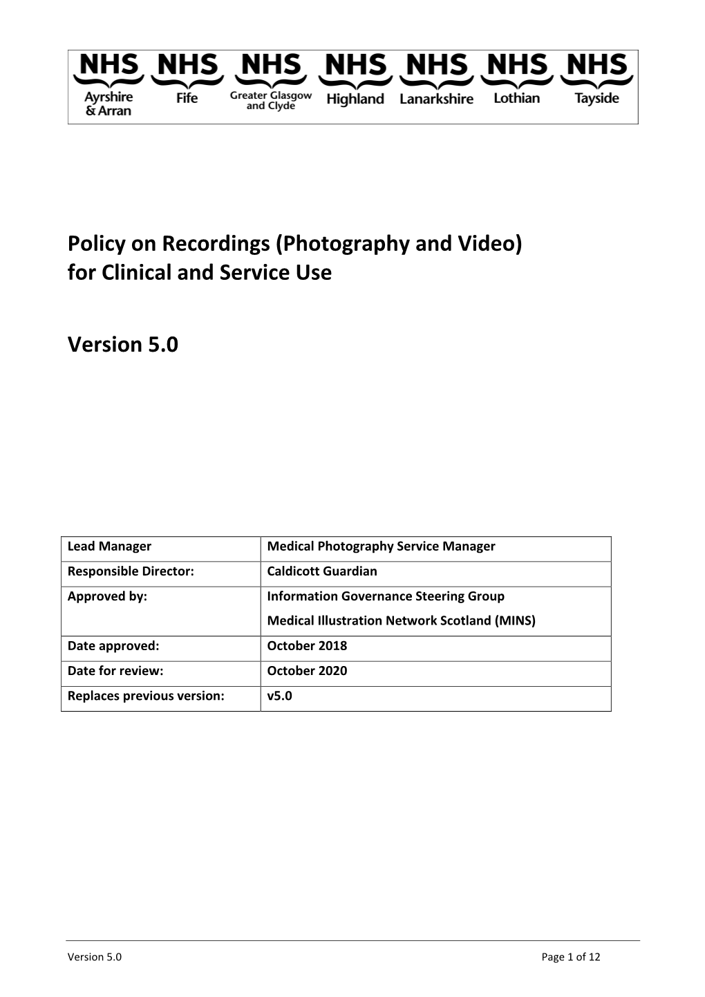 (Photography and Video) for Clinical and Service Use Version