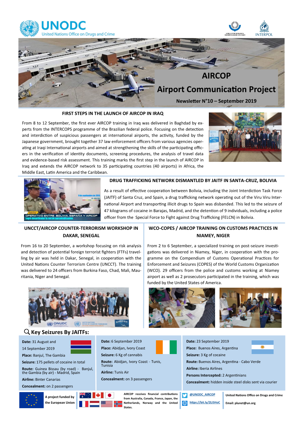 AIRCOP Airport Communication Project Newsletter N°10 – September 2019