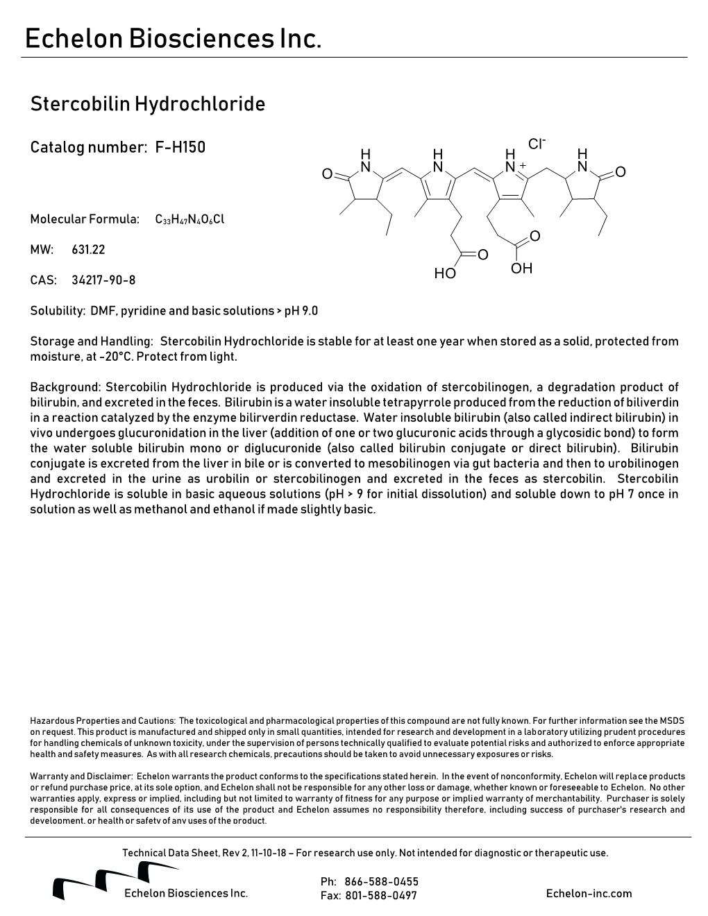 Technical Data Sheet, Rev 2, 11-10-18 – for Research Use Only