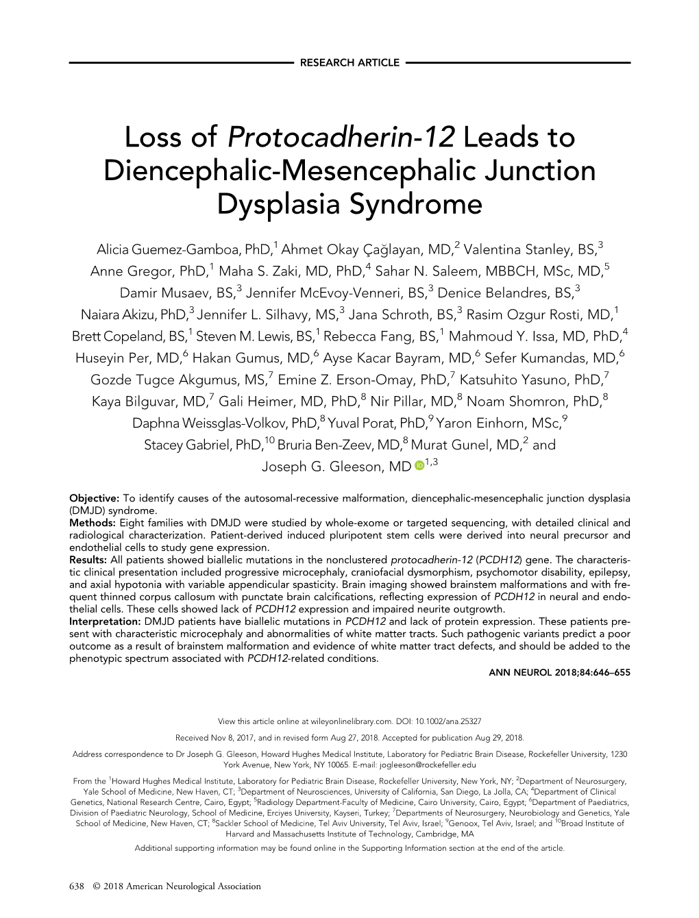 Loss of Protocadherin-12 Leads to Diencephalic-Mesencephalic Junction Dysplasia Syndrome