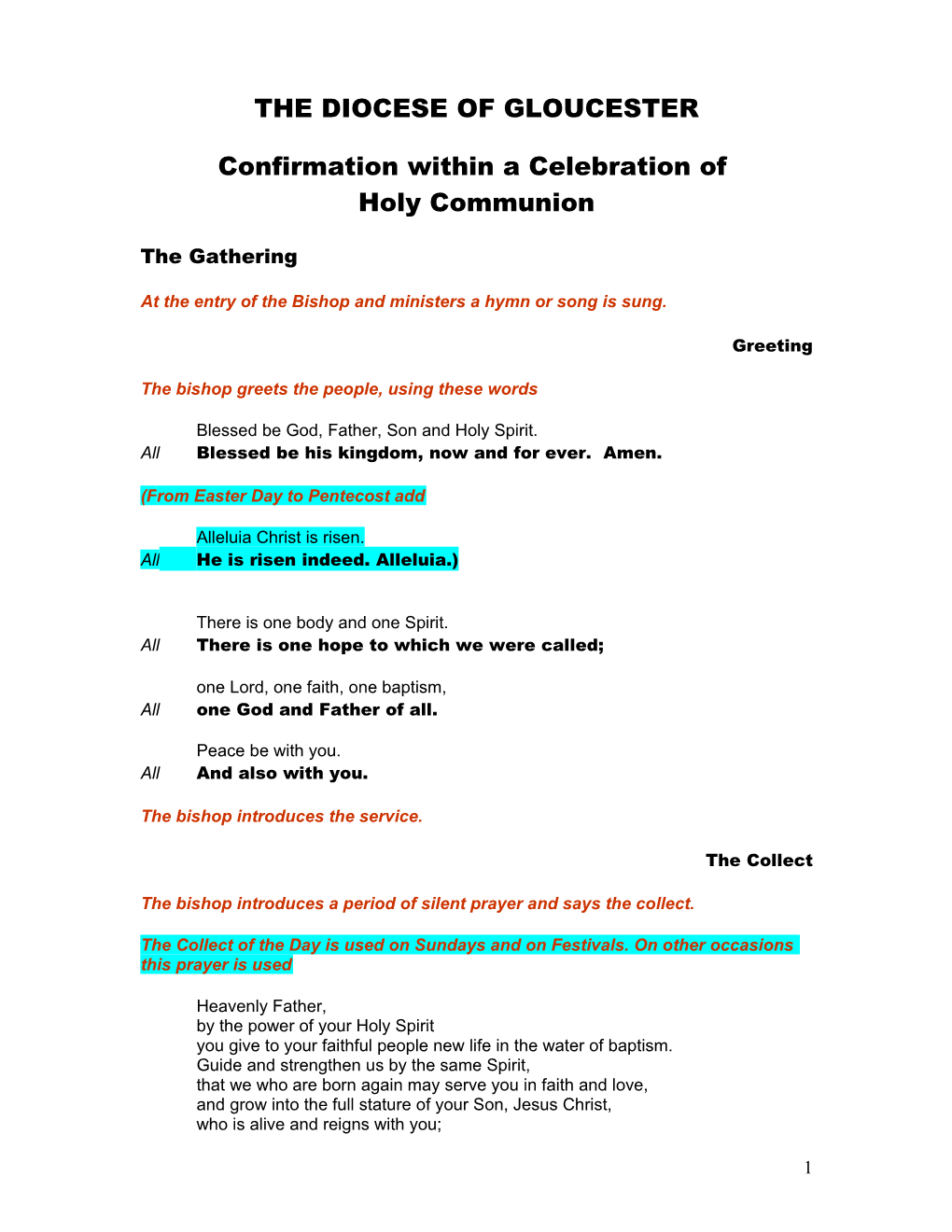 Baptism and Confirmation at the Order for Celebration of Holy Communion