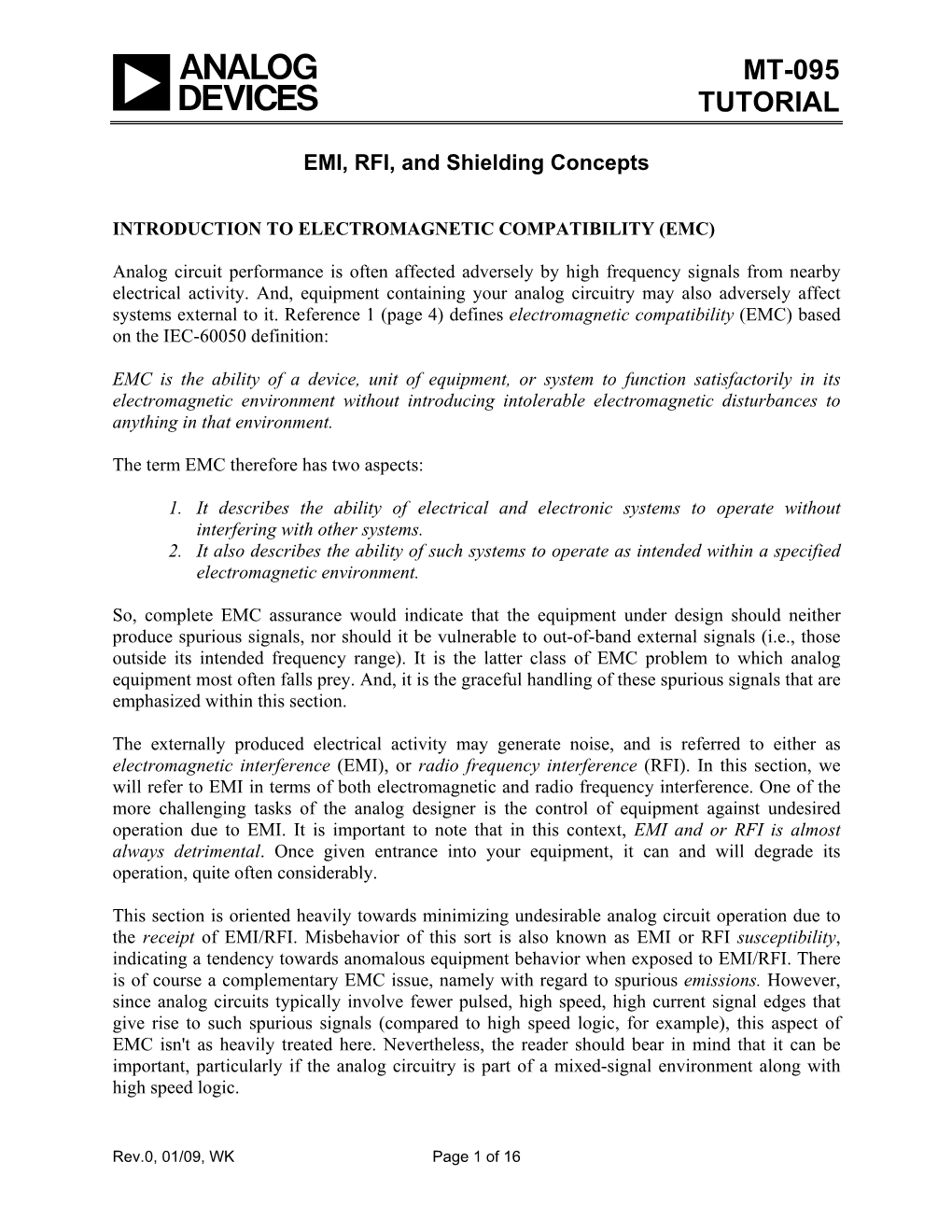 MT-095: EMI, RFI, and Shielding Concepts