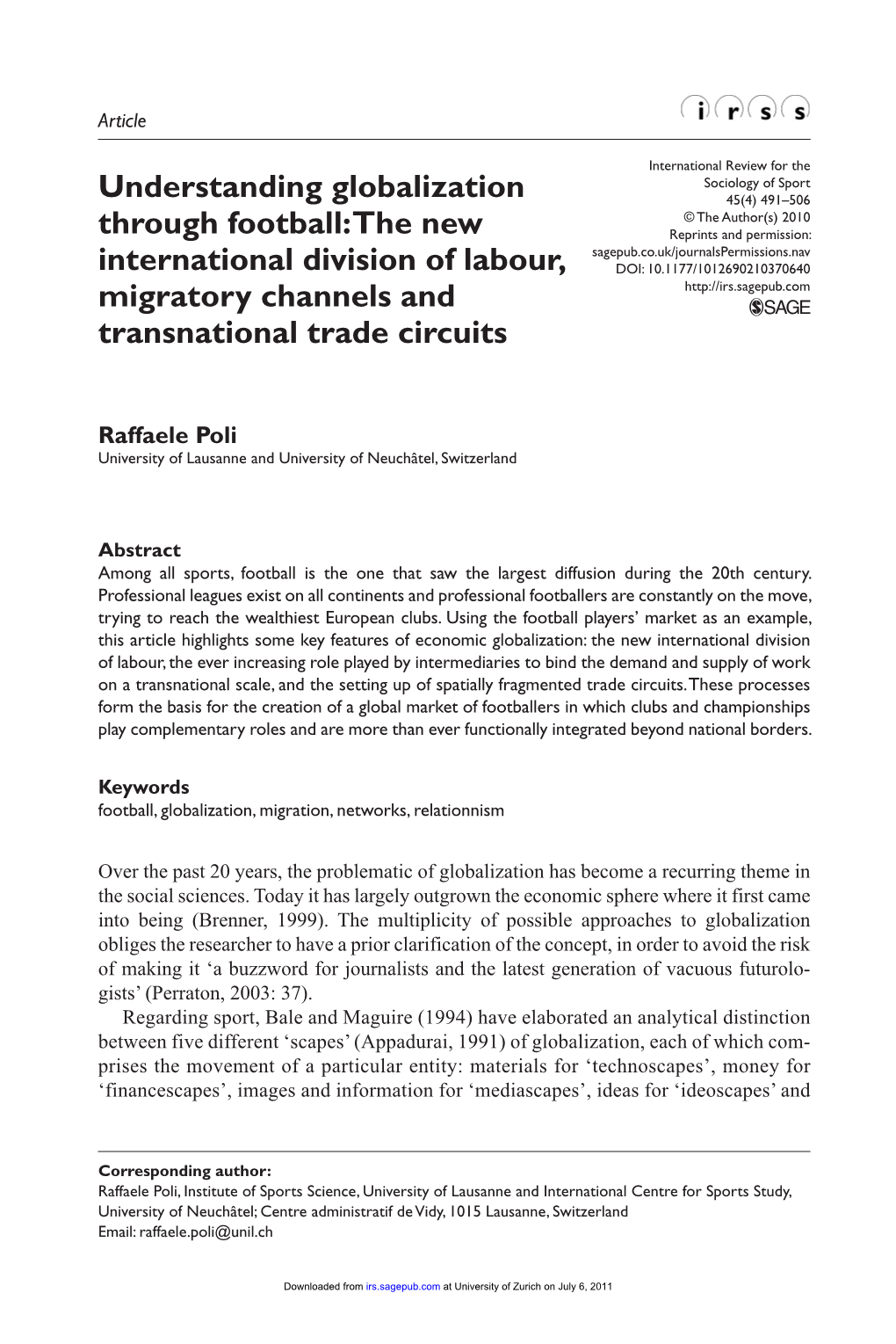 Understanding Globalization Through Football: the New International