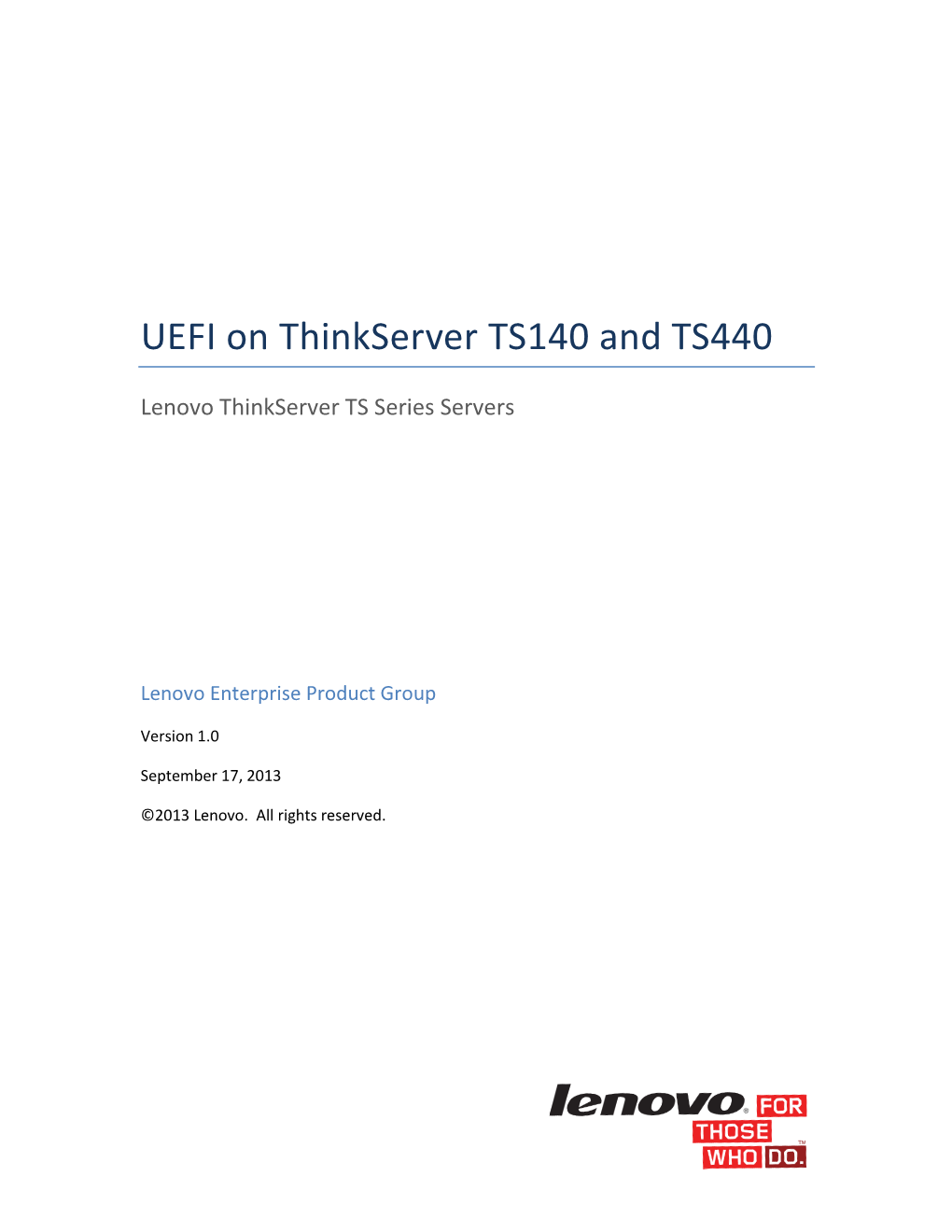 UEFI on Thinkserver TS140 and TS440