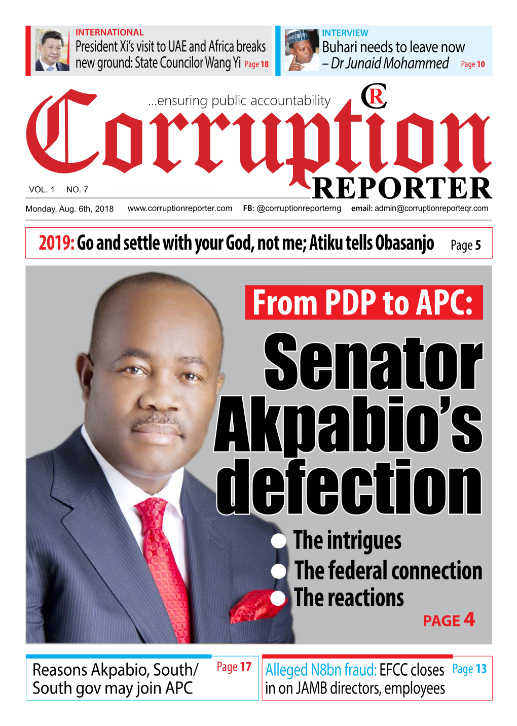 From PDP to APC: Senator Akpabio’S Defection the Intrigues the Federal Connection the Reactions PAGE 4