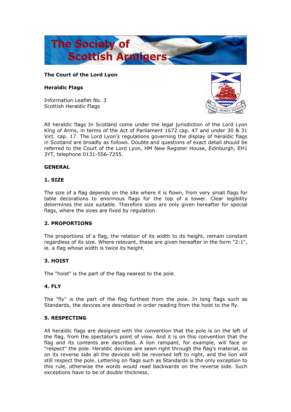 The Court of the Lord Lyon Heraldic Flags Information Leaflet No. 3