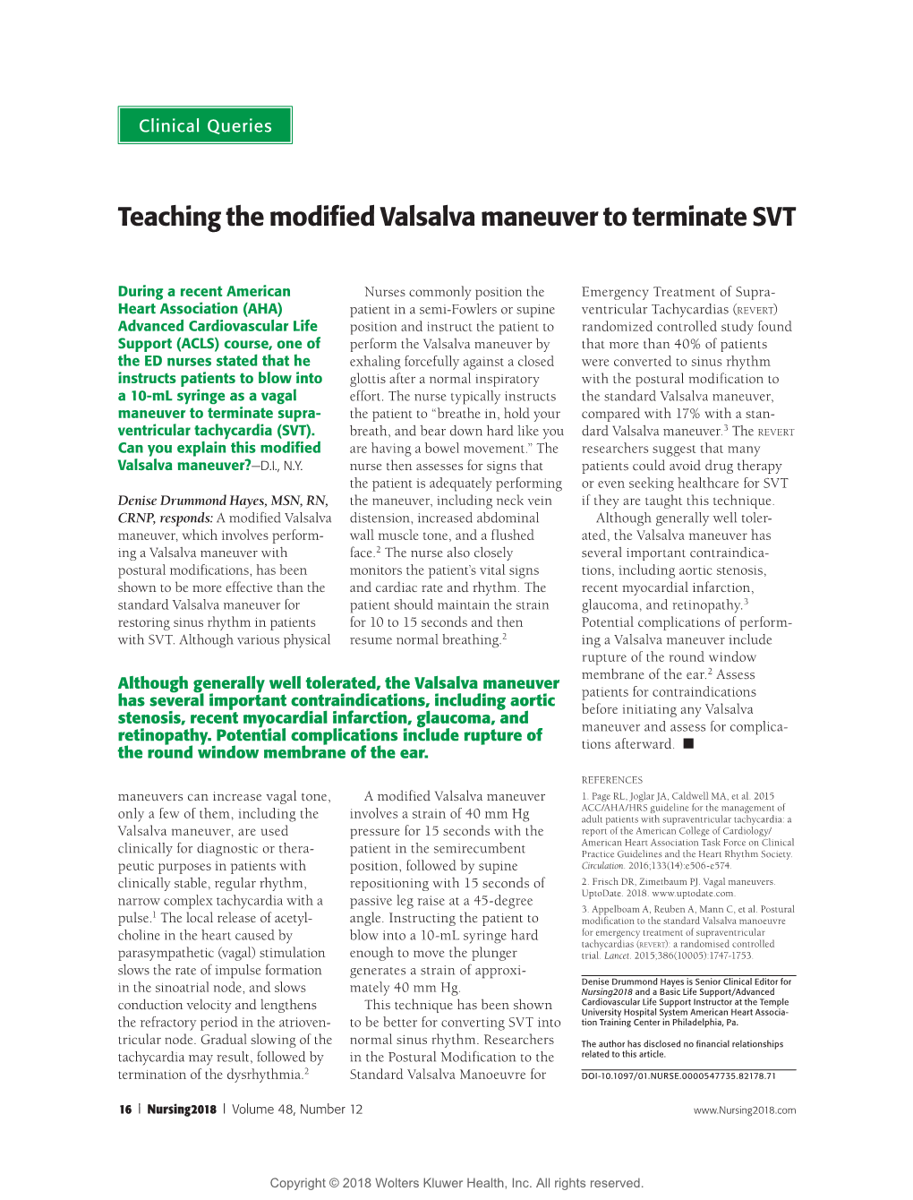 Teaching the Modified Valsalva Maneuver to Terminate SVT